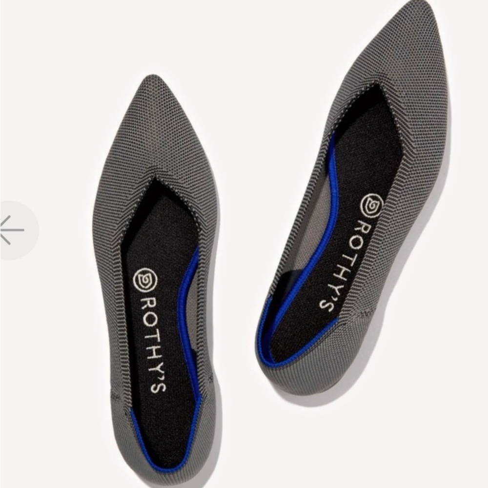 Rothys Cloud Grey Point Flats - Size 8